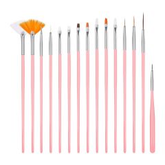 Nailphora Nail Art Brush Collection Pink 15 pcs