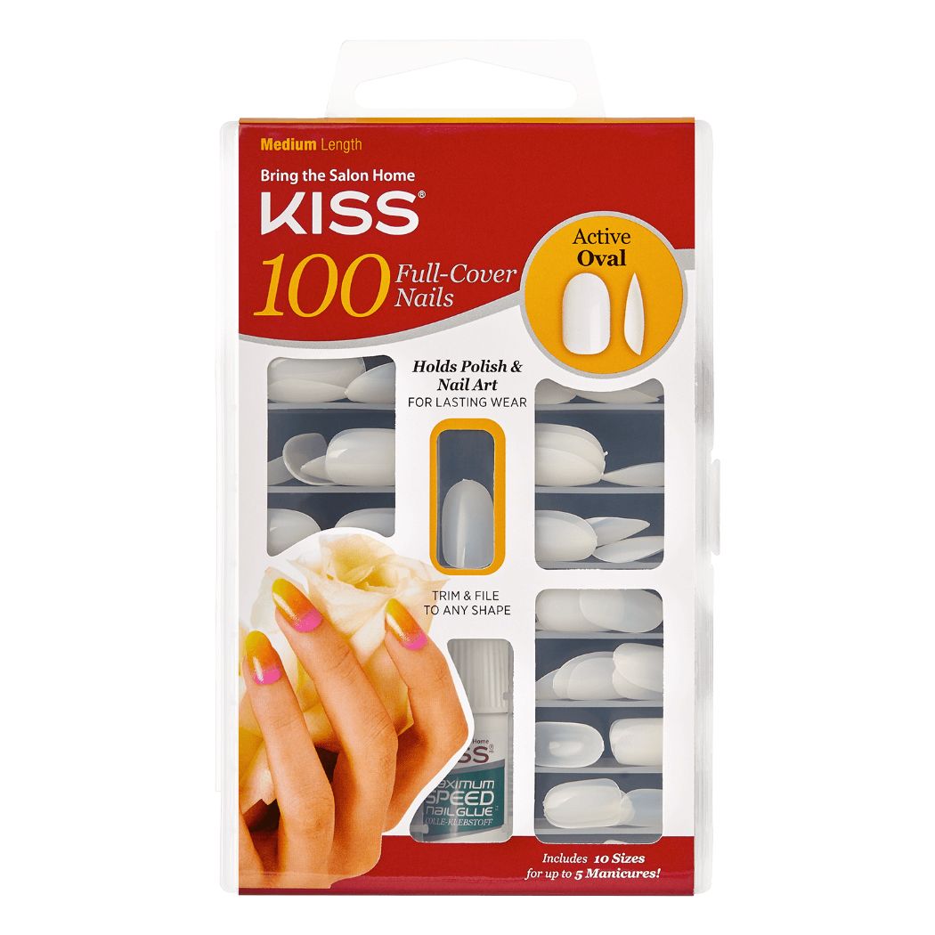 Kiss 100 Full Cover Nail Kit Active Oval Kunstnagels