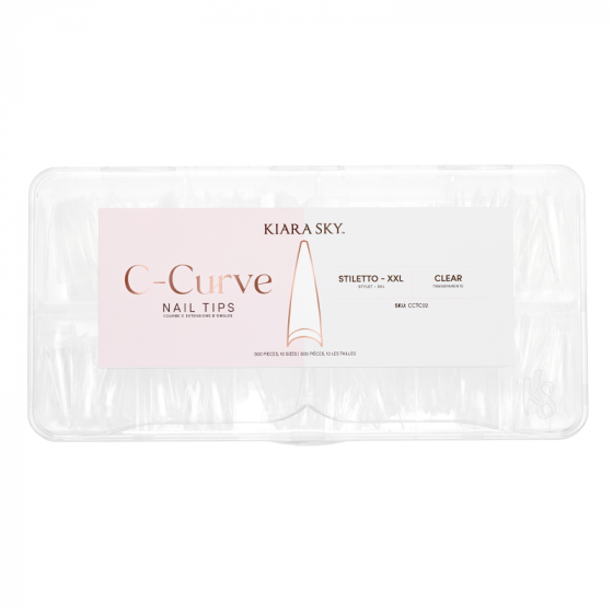 Kiara Sky C-Curve Nail Tips Stiletto XXL Clear
