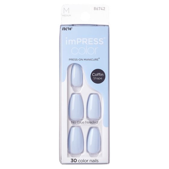 Kiss imPRESS Color Press-on Manicure Coffin Cloudless