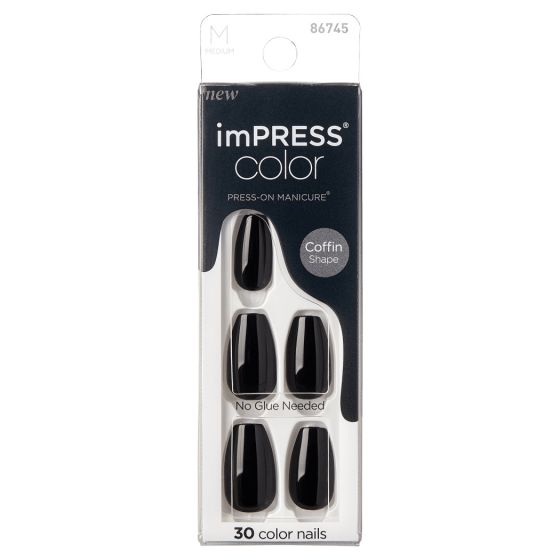 Kiss imPRESS Color Press-on Manicure Coffin All Black