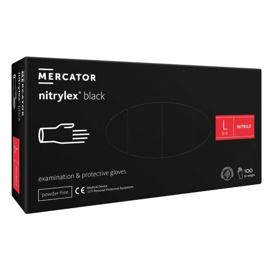 Nailphora Mercator Nitril Handschuhe Schwarz Größe L